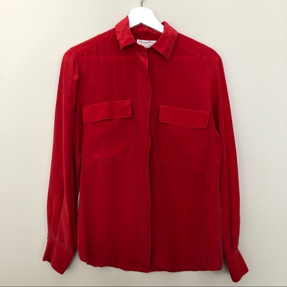 Dior Tops - Vintage Christian Dior 100% Silk Blouse | Size 10